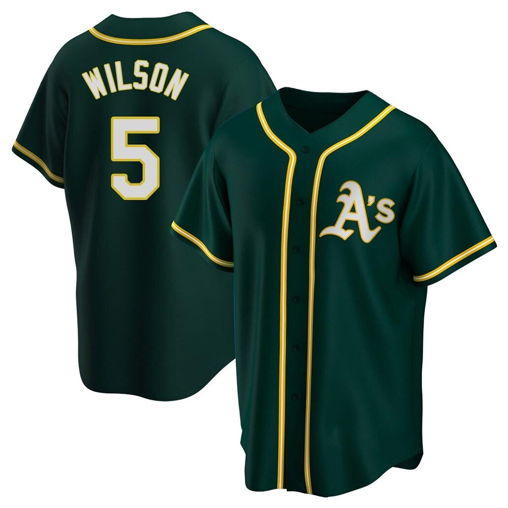 Johmsee Athletics #5 Jacob Wilson Green Replica Alternate Stitched Jersey