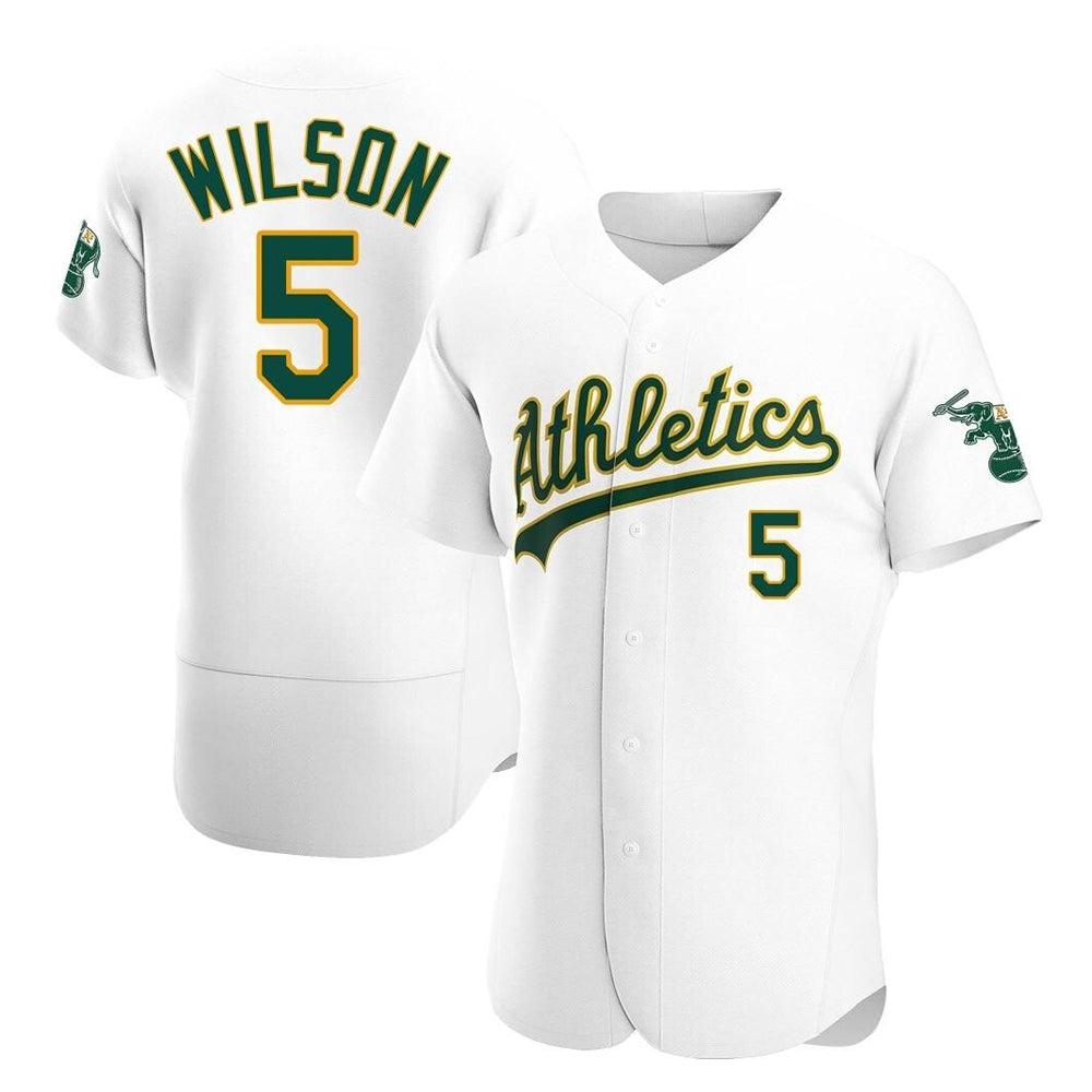 Johmsee Athletics #5 Jacob Wilson White Authentic Home Stitched Jersey