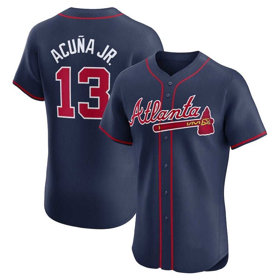 Johmsee A.Braves #13 Ronald Acuna Jr. Alternate Elite Player Jersey - Navy Personalized Jerseys