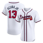 Johmsee A.Braves #13 Ronald Acuna Jr. Home Elite Jersey - White Personalized Jerseys