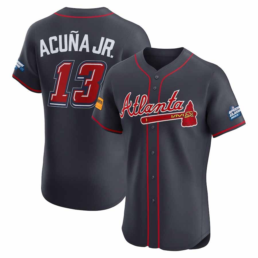 Johmsee A.Braves #13 Ronald Acuna Jr. Navy 2025 Speedway Classic Alternate Elite Player Personalized Jersey