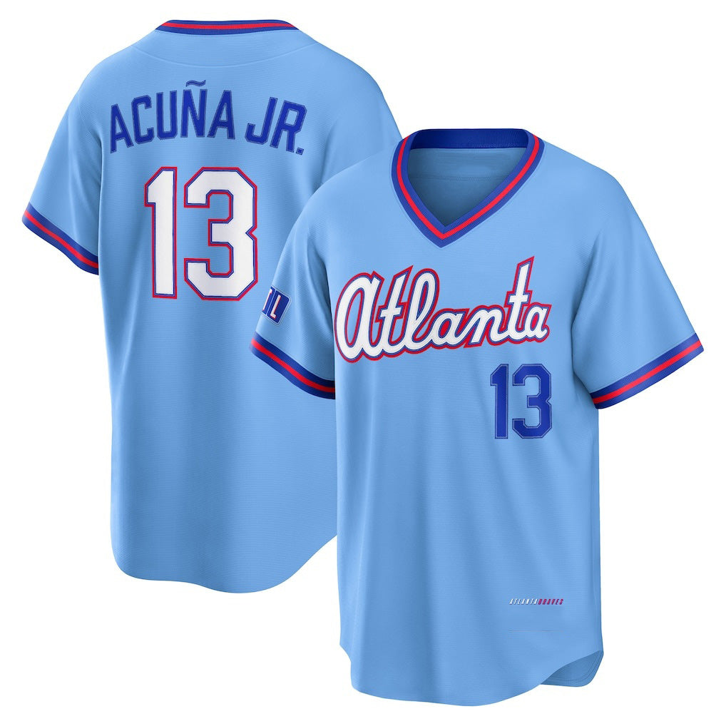 Johmsee A.Braves #13 Ronald Acuna Jr. Powder Blue 2026 City Connect Stadium Stitched Personalized Jersey