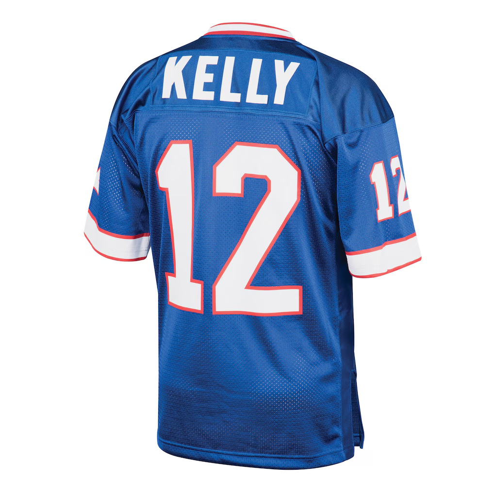 Johmsee B.Bills 1994 #12 Jim Kelly Mitchell & Ness Royal Authentic Throwback Retired Player Stitched Puhic Jersey