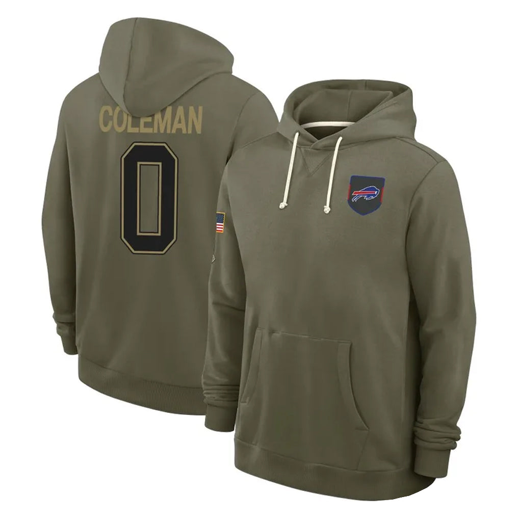 Johmsee B.Bills #0 Keon Coleman Player Olive Salute To Service Hoodies Game Stitched Jerseys