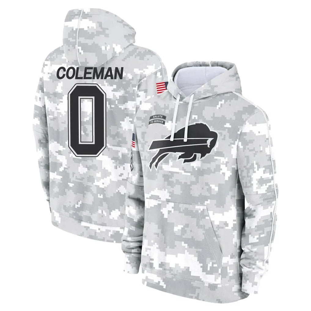 Johmsee B.Bills #0 Keon Coleman Player Arctic Camo Salute to Service Hoodies Stitched Jerseys