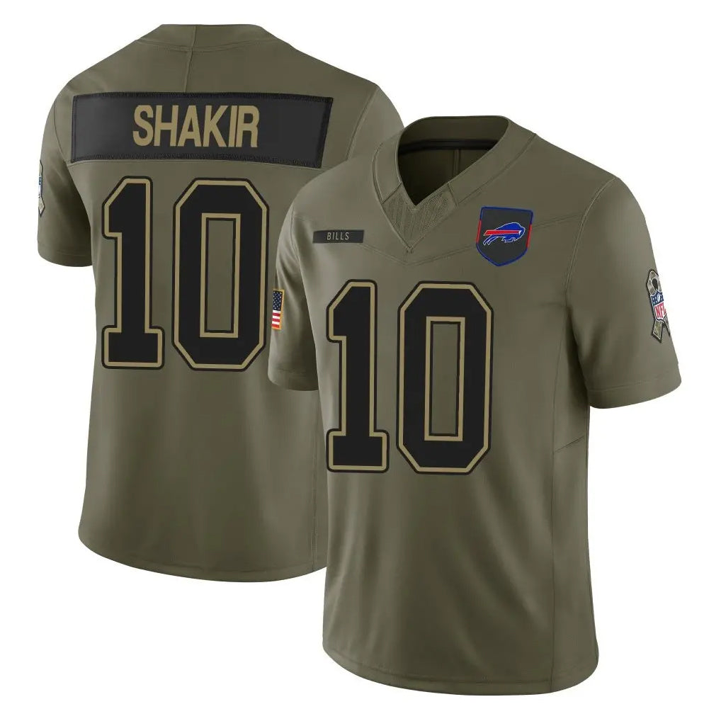 Johmsee B.Bills #10 Khalil Shakir Player Olive Salute to Service Limited Home Game Stitched Jerseys