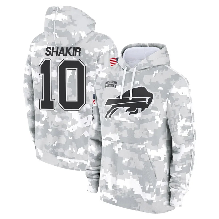 Johmsee B.Bills #10 Khalil Shakir Player Salute to Service Hoodies  Stitched Jerseys