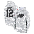 Johmsee B.Bills #12 Jim Kelly Player Arctic Camo Salute to Service Hoodies Limited Stitched Jerseys