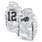 Johmsee B.Bills #12 Jim Kelly Player Arctic Camo Salute to Service Hoodies Limited Stitched Jerseys