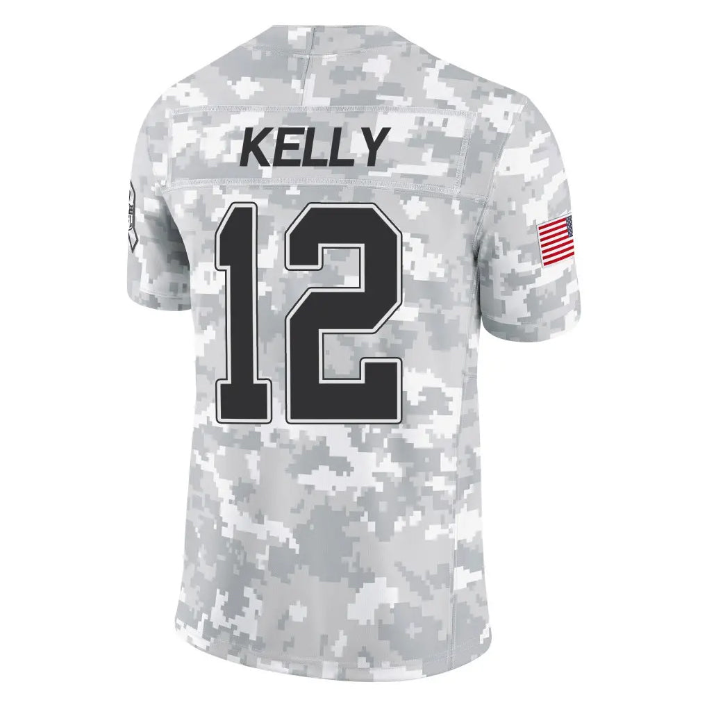 Johmsee B.Bills #12 Jim Kelly Player Arctic Camo Salute to Service Limited Stitched Jerseys
