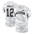 Johmsee B.Bills #12 Jim Kelly Player Arctic Camo Salute to Service T-Shirt Hoodies Stitched Jerseys