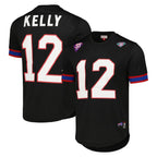 Johmsee B.Bills #12 Jim Kelly Player Black Mitchell & Ness Replica Mesh Limited Stitched Jerseys