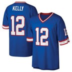 Johmsee B.Bills #12 Jim Kelly Player Blue Replica Throwback Limited Stitched Jerseys