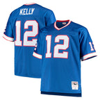 Johmsee B.Bills #12 Jim Kelly Player Royal Mitchell & Ness Big & Tall 1990 Retired Replica Limited Stitched Jerseys