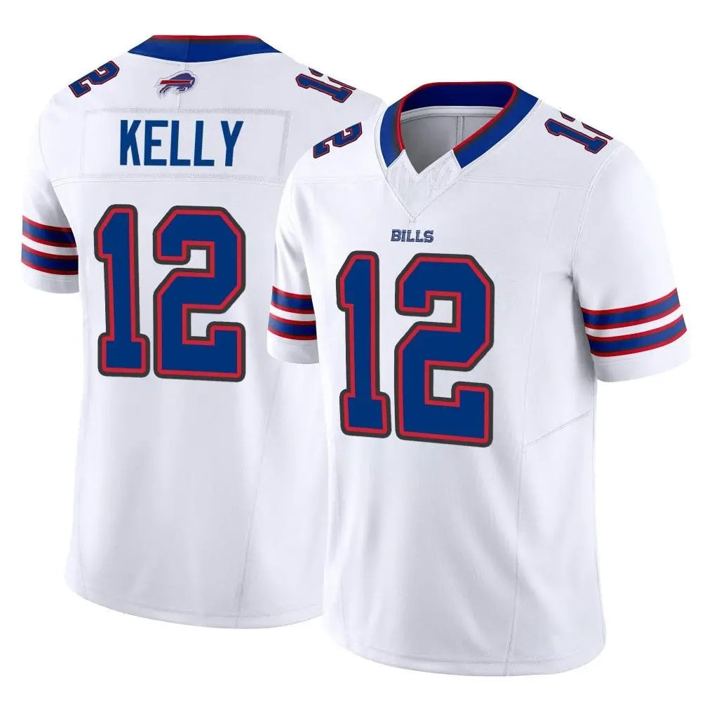Johmsee B.Bills #12 Jim Kelly Player White Vapor F.U.S.E. Limited Stitched Jerseys