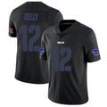 Johmsee B.Bills #12 Jim Kelly Player Limited Black Impact Stitched Jerseys