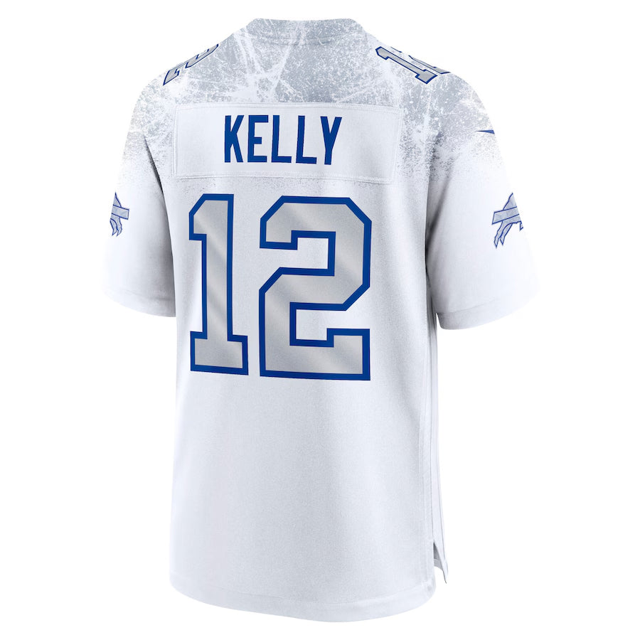 Johmsee B.Bills #12 Jim Kelly Player White Rivalries Collection Game Stitched Jerseys