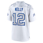 Johmsee B.Bills #12 Jim Kelly Player White Rivalries Collection Game Stitched Jerseys