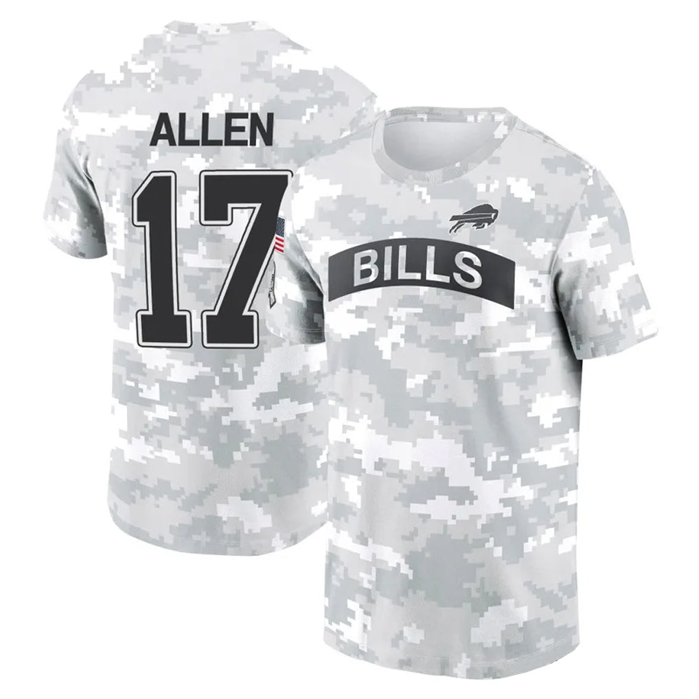 Johmsee B.Bills #17 Josh Allen Player Arctic Camo Salute to Service T-Shirt Hoodies Stitched Jerseys