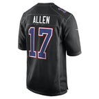 Johmsee B.Bills #17 Josh Allen Player Black Carbon Fashion Replica Game Stitched Jerseys