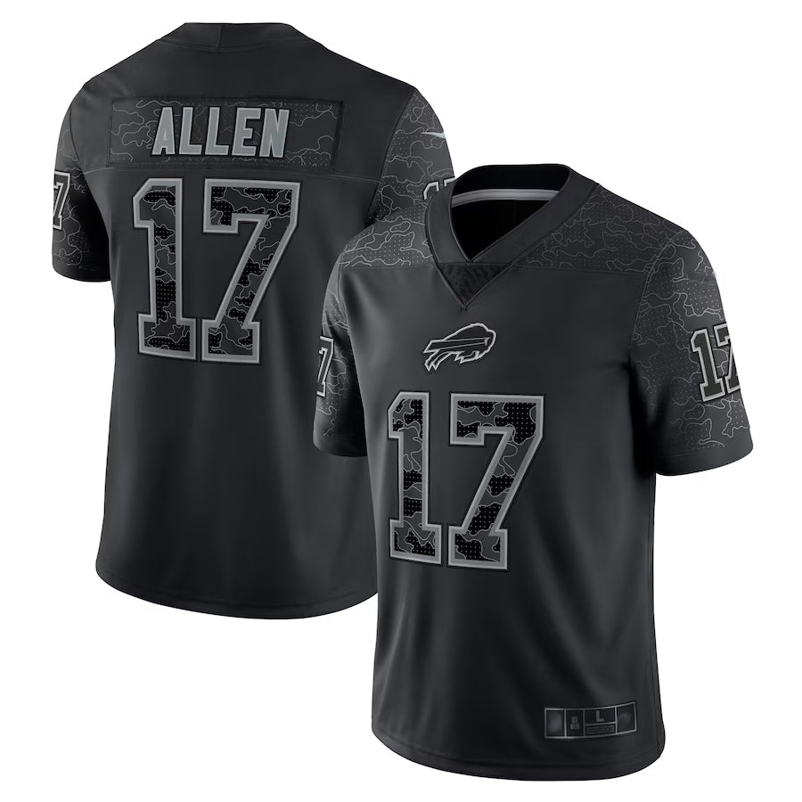 Johmsee B.Bills #17 Josh Allen Player Black RFLCTV Limited Stitched Jerseys