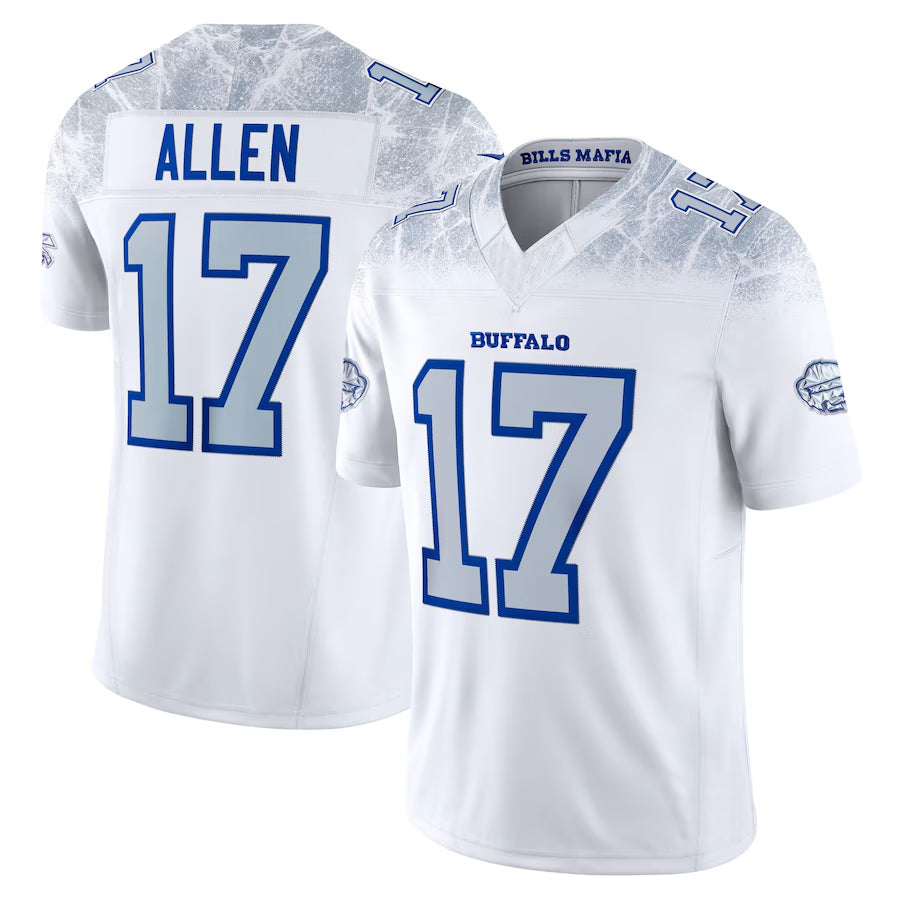 Johmsee B.Bills #17 Josh Allen Player White Rivalries Collection Vapor Limited Stitched Jersey