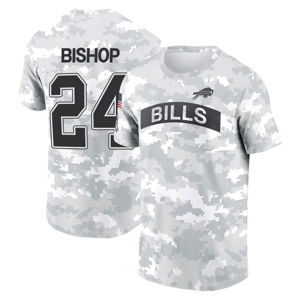 Johmsee B.Bills #24 Cole Bishop Player Arctic Camo Salute to Service T-Shirt Hoodies Stitched Jerseys
