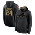 Johmsee B.Bills #24 Cole Bishop Player Black Salute to Service Hoodies Hame Stitched Jerseys