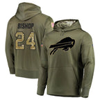 Johmsee B.Bills #24 Cole Bishop Player Olive Salute to Service Hoodies Game Stitched Jerseys