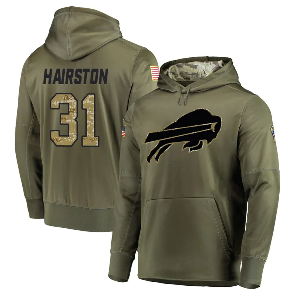 Johmsee B.Bills #31 Maxwell Hairston Player Olive Salute to Service Hoodies Game Stitched Jerseys