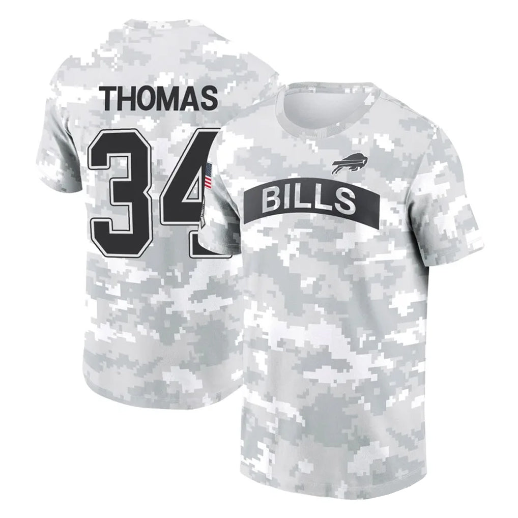 Johmsee B.Bills #34 Thurman Thomas Player Arctic Camo Salute to Service T-Shirt Hoodies Stitched Jerseys
