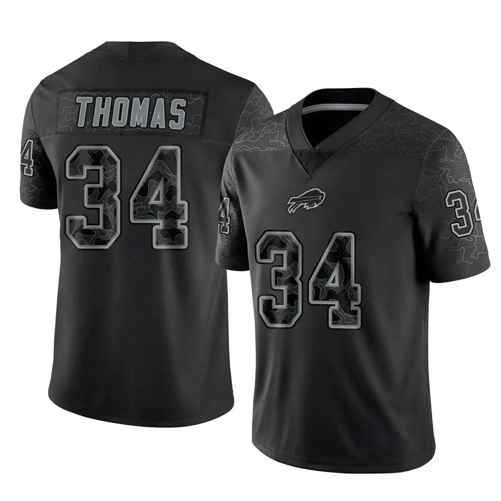 Johmsee B.Bills #34 Thurman Thomas Player Black RFLCTV Limited Stitched Jerseys