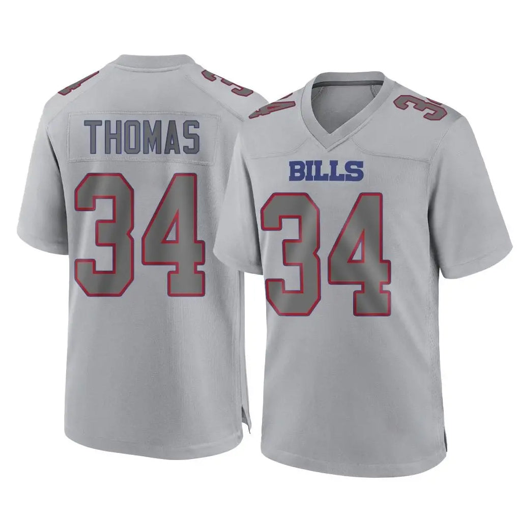 Johmsee B.Bills #34 Thurman Thomas Player Gray Fashion Home Game Stitched Jerseys