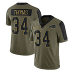 Johmsee B.Bills #34 Thurman Thomas Player Olive Salute To Service Limited Stitched Jerseys