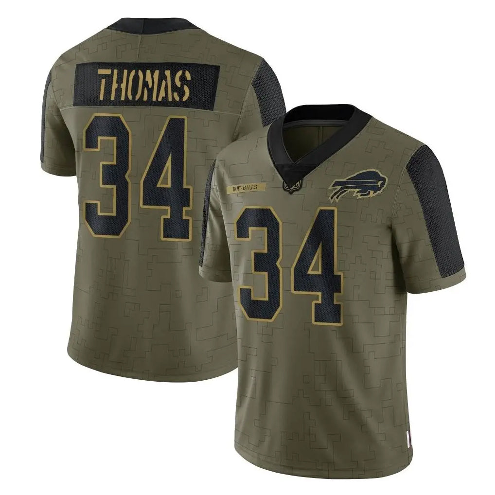 Johmsee B.Bills #34 Thurman Thomas Player Olive Salute To Service Limited Stitched Jerseys