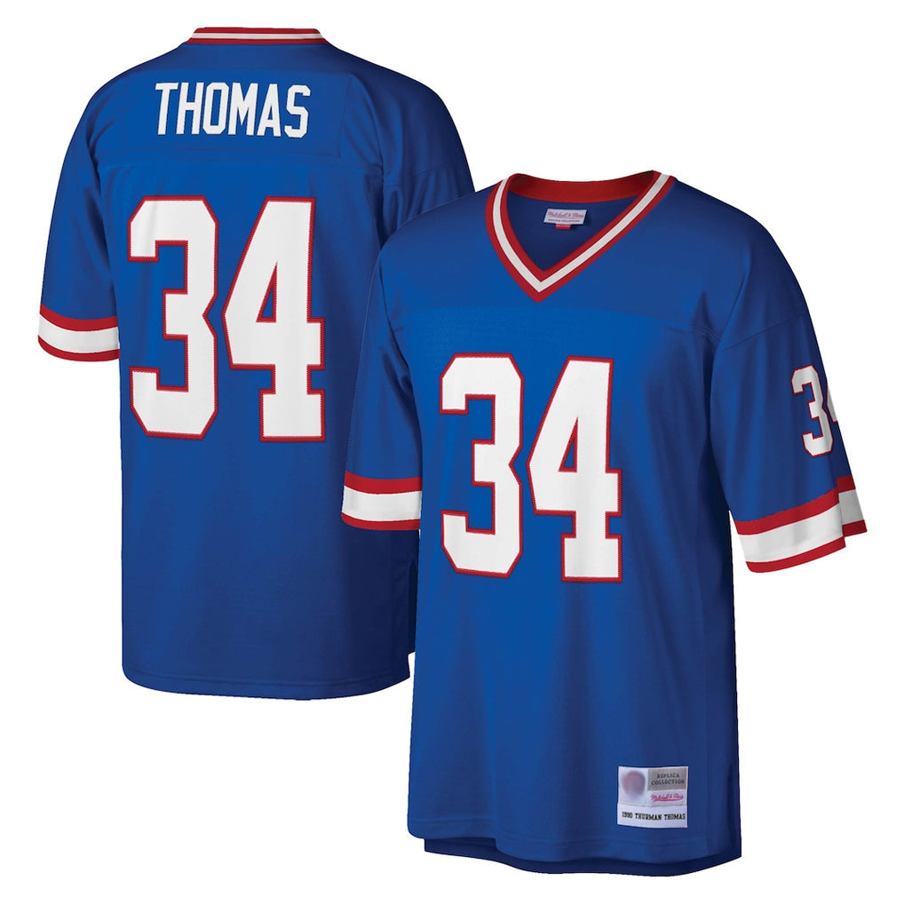 Johmsee B.Bills #34 Thurman Thomas Player Royal Mitchell & Ness Legacy Replica Stitched Jerseys