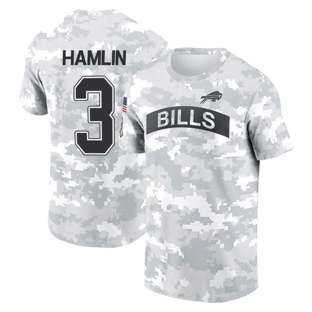 Johmsee B.Bills #3 Damar Hamlin Player Arctic Camo Salute to Service T-Shirt Hoodies Stitched Jerseys