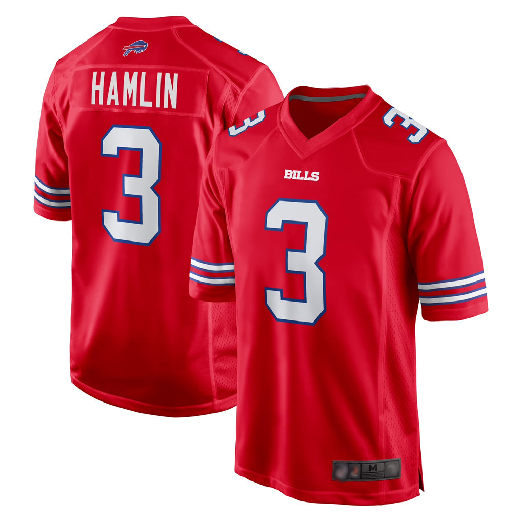 Johmsee B.Bills #3 Damar Hamlin Player Red Home Game Stitched Jerseys