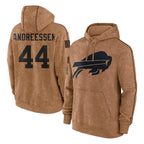 Johmsee B.Bills #44 Joe Andreessen Player Brown Salute to Service Hoodies Stitched Jerseys