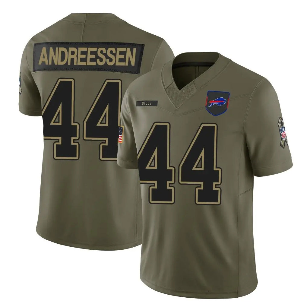 Johmsee B.Bills #44 Joe Andreessen Player Olive Salute to Service Vapor F.U.S.E. Limited Stitched Jerseys