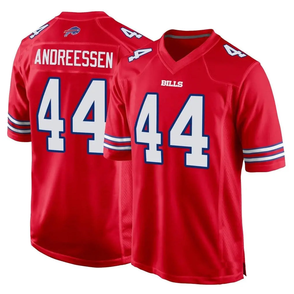 Johmsee B.Bills #44 Joe Andreessen Player Red Home Game Stitched Jerseys