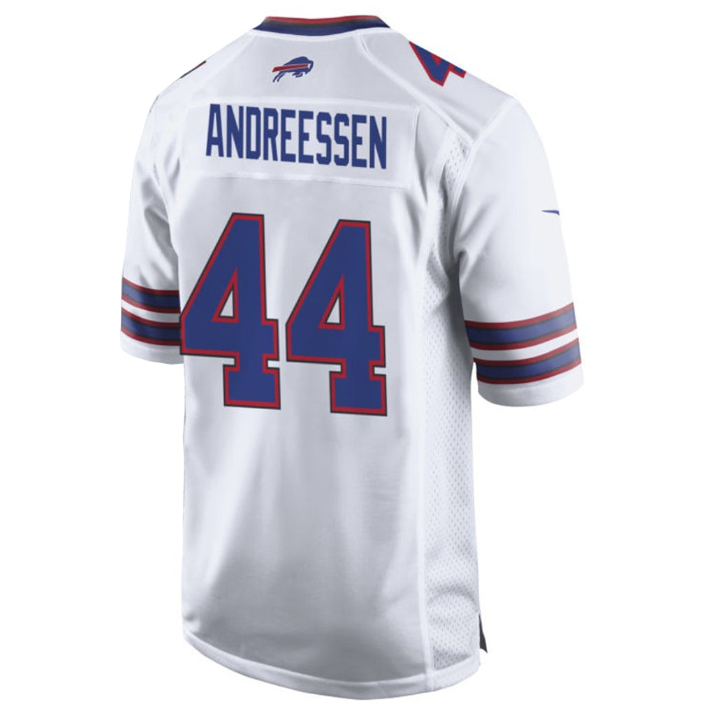 Johmsee B.Bills #44 Joe Andreessen Player White Home Game Stitched Jerseys