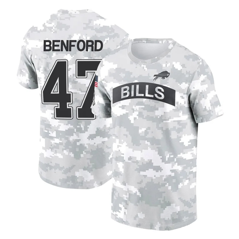 Johmsee B.Bills #47 Christian Benford Player Arctic Camo Salute to Service T-Shirt Hoodies Stitched Jerseys