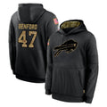 Johmsee B.Bills #47 Christian Benford Player Black Salute to Service Hoodies Hame Stitched Jerseys