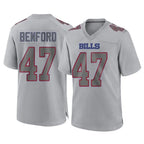 Johmsee B.Bills #47 Christian Benford Player Gray Fashion Home Game Stitched Jerseys
