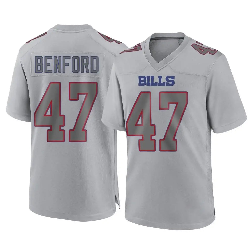 Johmsee B.Bills #47 Christian Benford Player Gray Fashion Home Game Stitched Jerseys