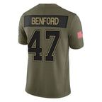 Johmsee B.Bills #47 Christian Benford Player Olive Salute to Service Vapor F.U.S.E. Limited Stitched Jerseys