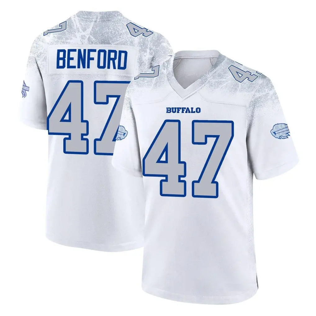 Johmsee B.Bills #47 Christian Benford Player White Rivalries Collection Limited Stitched Jerseys