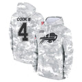 Johmsee B.Bills #4 James Cook III Player Arctic Camo Salute to Service Hoodies Game Stitched Jerseys