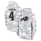Johmsee B.Bills #4 James Cook III Player Arctic Camo Salute to Service Hoodies Game Stitched Jerseys
